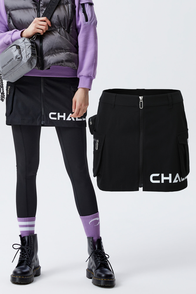 Detachable Ball Pouch H-line Skirt_CHA4WSK0205BK