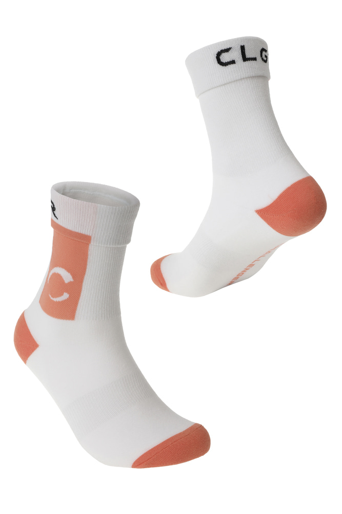 Color Block Turn-up Middle Socks_CHB1USO0314OR