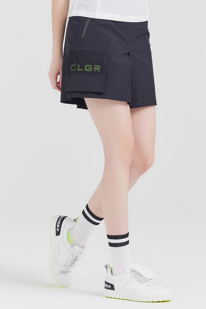 CLGR 메쉬포켓 나일론스판 여성 큐롯형 골프반바지_CHC2WPT0743BK
